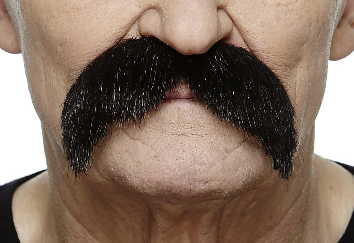 Mustaches Fake Mustache, Self Adhesive, Novelty, Walrus False Facial Hair, Black Lustrous Colors