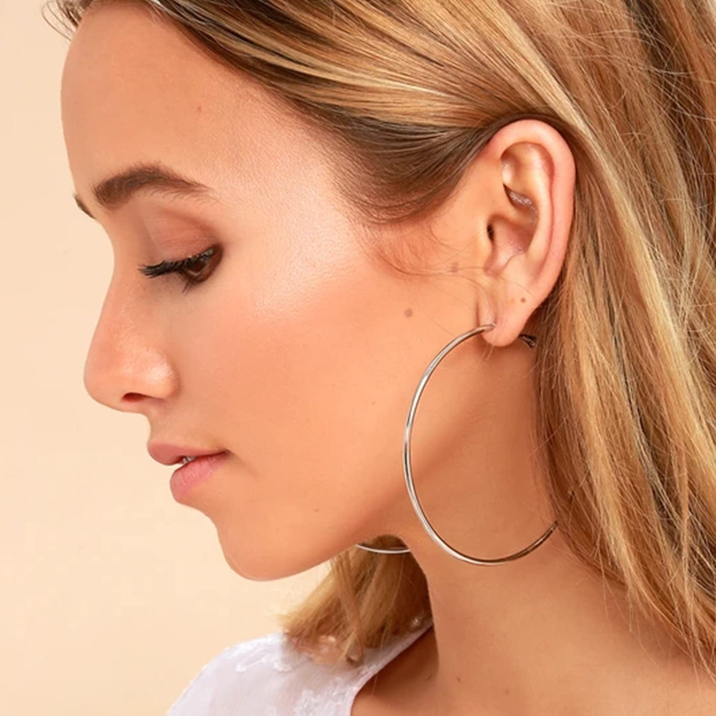 Große Gold Creolen für Frauen, Hypoallergene Dünne Gold Creolen, Sterling Silber Creolen für Damen, Extra Große, Mittelgroße, Große Creolen
