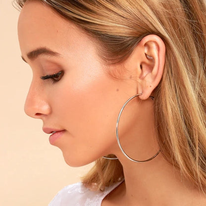 Große Gold Creolen für Frauen, Hypoallergene Dünne Gold Creolen, Sterling Silber Creolen für Damen, Extra Große, Mittelgroße, Große Creolen