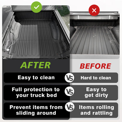 TripleAliners Truck Mat Compatible with 2019-2026 Chevy Silverado 1500 / GMC Sierra 1500 6.6FT Accessories, Truck Bed Mat Heavy Duty Custom Fit All Weather Protection TPE Pickup Liner, Standard Bed