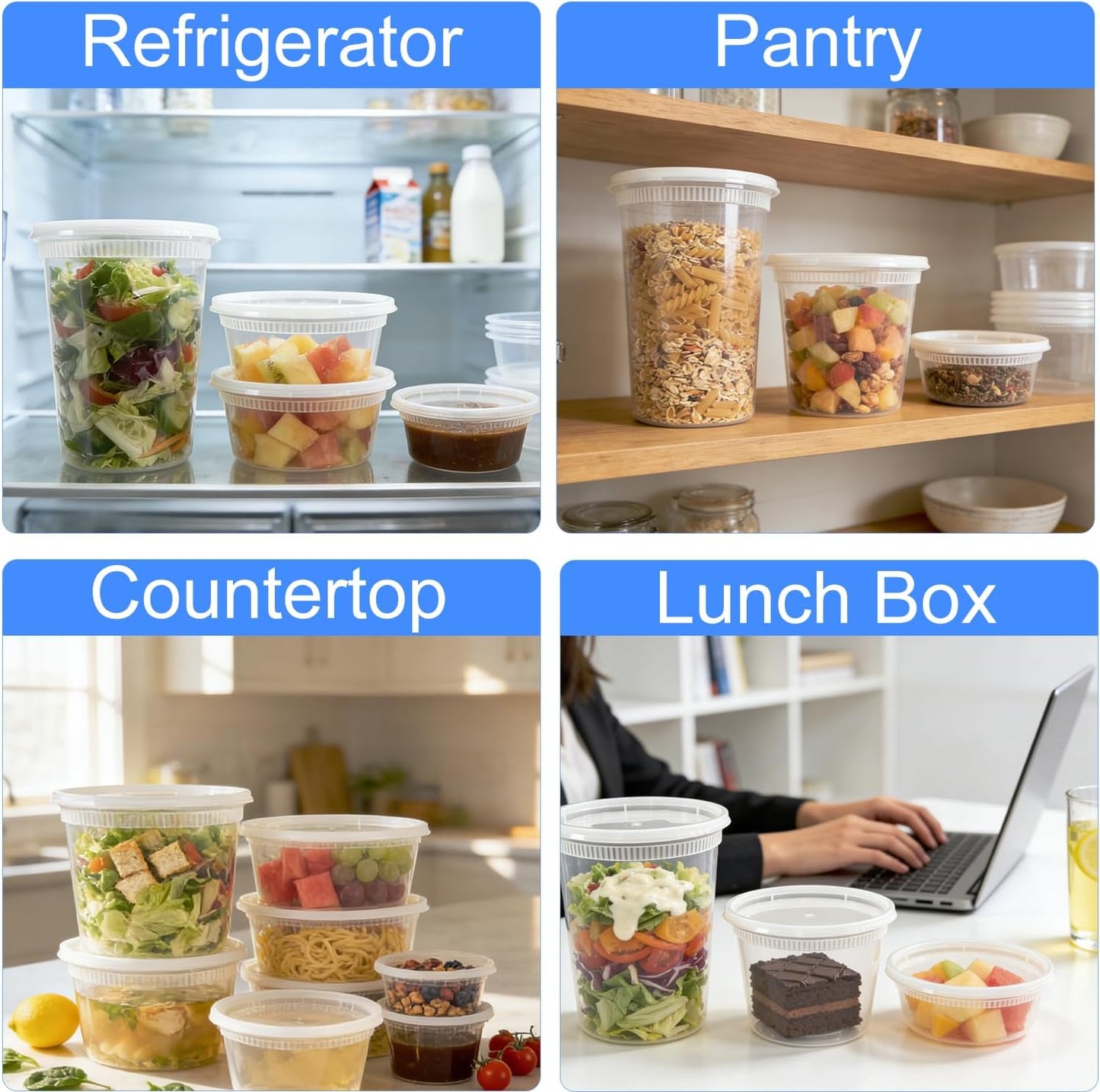 Pure Future 10-teiliges Set (5er-Pack, 1 l) Borosilikatglas-Lebensmittelbehälter mit verbesserten abnehmbaren Verschlussdeckeln – auslaufsichere Essenszubereitungs-Lunchboxen, ofen-/mikrowellengeeignet