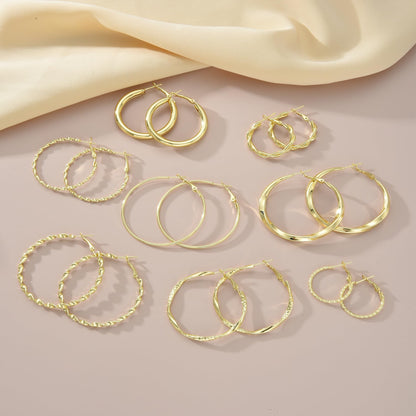42 Paar goldene Creolen für Damen, Modisches klobiges Perlenohrring-Multipack, gedrehter Statement-Ohrring-Pack, hypoallergene kleine große Creolen für Geburtstagsfeiern (Gold-42 Paare)