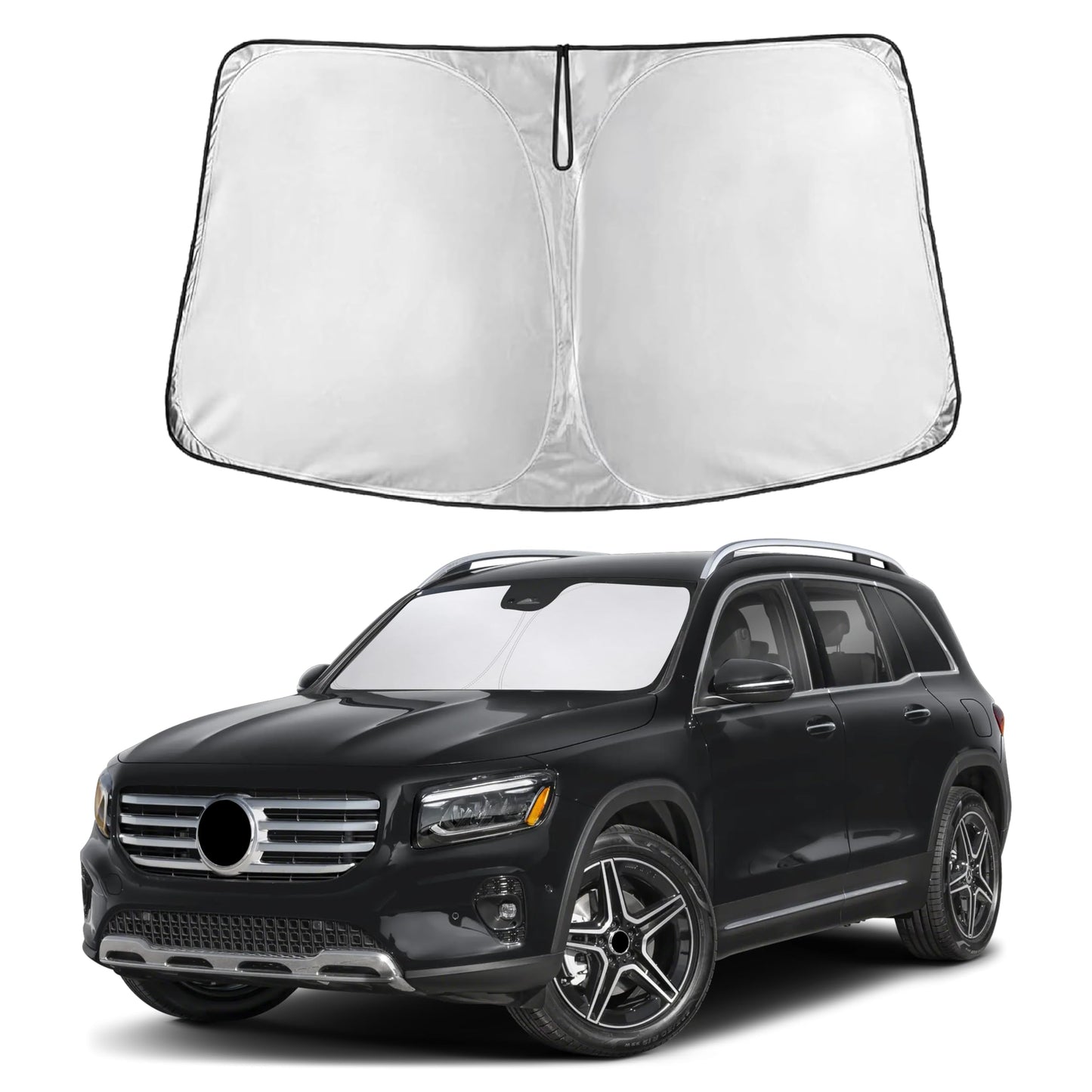 EcoNour Car Windshield Sunshade | Blocks 99% Heat & Keeps Interior Cool | Universal Fits Cars, SUVs, Trucks | Automotive Sun Screen, Visor & Car Accessories for Summer | Medium (64x32 Inches)