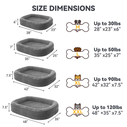 JOEJOY Orthopedic Dog Beds Large Sized Dog, XL Egg-Crate Memory Foam Pet Couch Bed with Bolster Sides, Waterproof Lining, Removable Washable Cover & Non-Slip Bottom, Brown