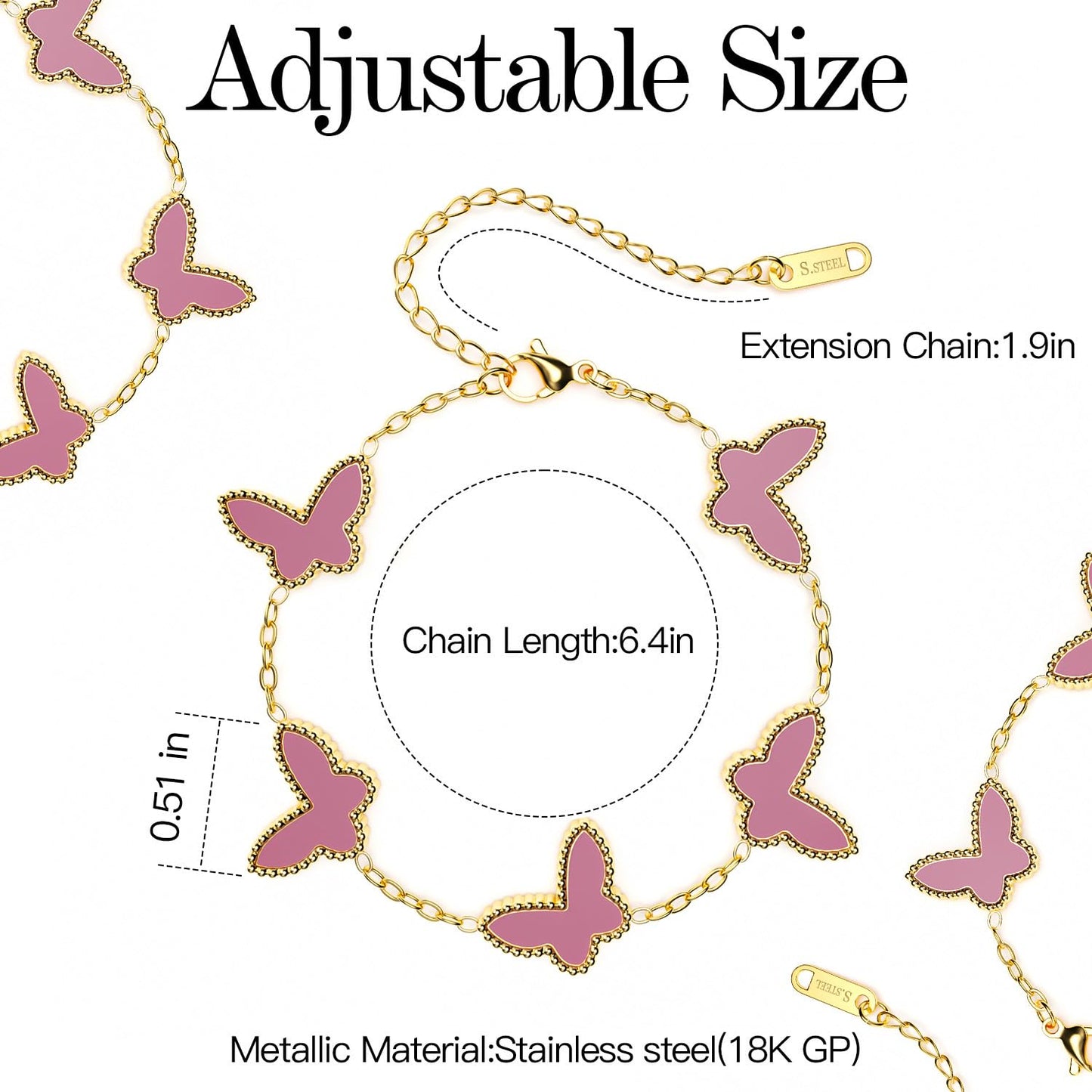 AICase 18K Gold Plated Clover Bracelet Dupes Gold/White/Black Bracelet Set for Women Flower Leaf Lucky Clover Bracelets Trendy Jewelry Birthday Gifts for Women/MoM/Friends