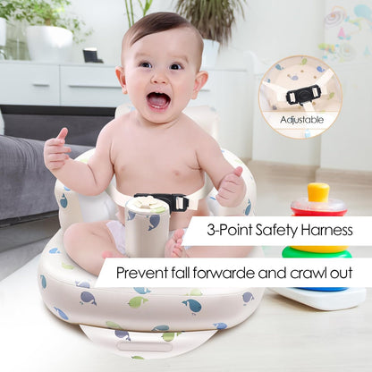 Aufblasbarer Babysitz, aufblasbarer Babystuhl für Babys ab 3 Monaten, aufblasbarer Sommerstuhl mit integrierter Luftpumpe, Baby-Bodensitz zum Sitzenlernen, Spielen, Campen, Orange