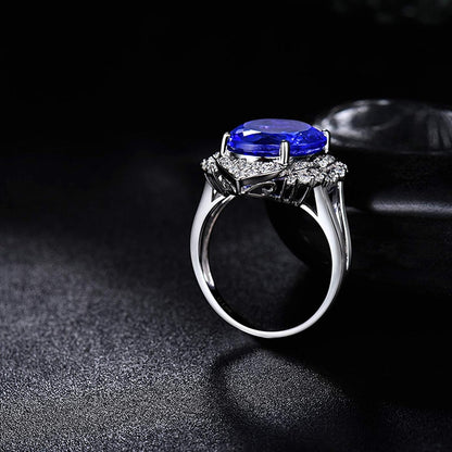 Wedding Rings for Womens, White Gold Infinity Ring 8.45 ct Tanzanite Diamond Rings Party Travel Jewelry (White Gold)