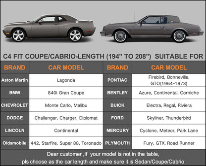 Kayme 6 Lagen Autoabdeckung, maßgeschneidert für Ford Mustang/Shelby (1964-2025), wasserdicht, für jedes Wetter, für Automobile, Outdoor, Vollschutz vor Regen, Sonne, UV-Strahlung. Silber