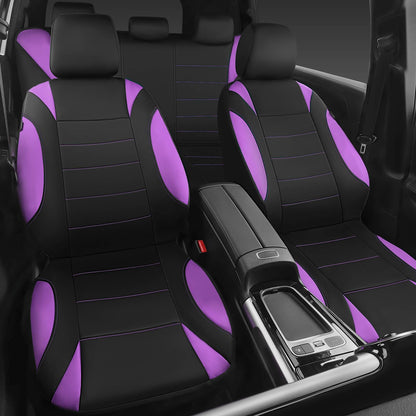 CAR Pass Neoprene Waterproof Two Front Car Seat Covers Set- Universal Fit for Vehicles, Airbag Compatiable(Black)