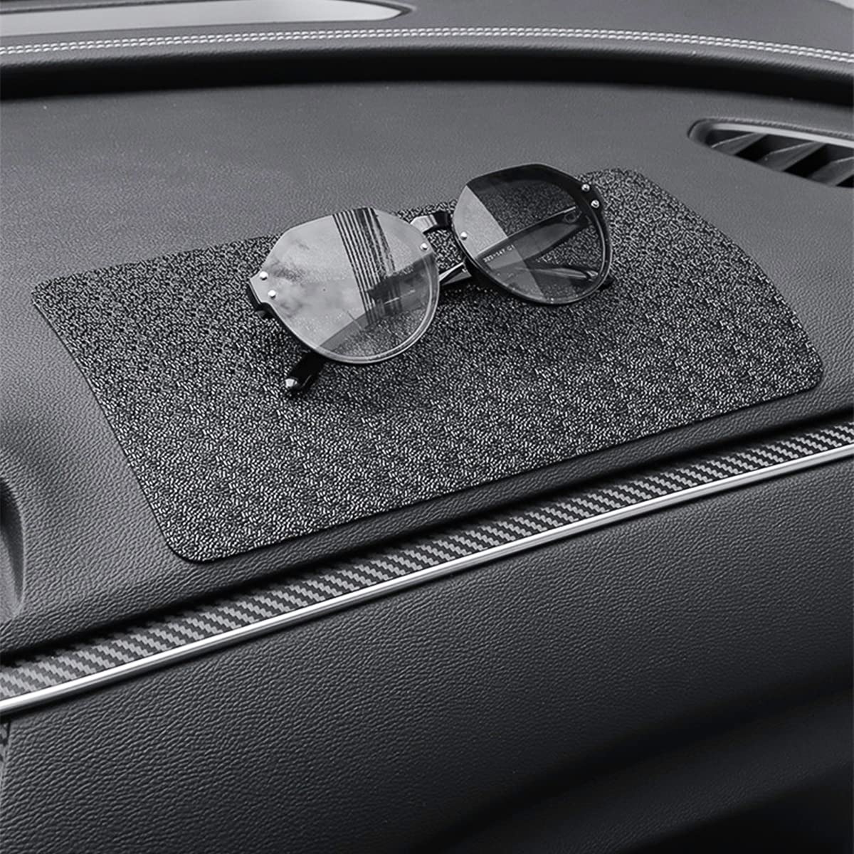 Auto-Armaturenbrett-Anti-Rutsch-Gummipad, 27 x 15 cm Universal rutschfeste Auto-Magic-Armaturenbrett-Haftmatte für Handys, Sonnenbrillen, Schlüssel, elektronische Geräte und mehr (Schwarz/Gitter)