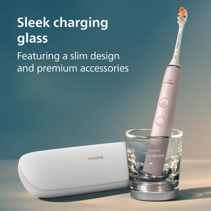 Philips Sonicare DiamondClean Smart 9500 Electric Toothbrush - Sonic Toothbrush with App, Pressure Sensor, 15 Brushing Settings, Replacement Reminder, USB Charging Travel Case, Black, Model HX9923/11