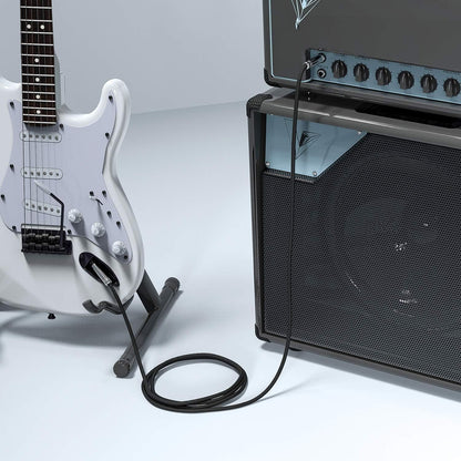 Gitarrenkabel 3m New bee E-Instrumentenkabel Bassverstärkerkabel für E-Gitarre, Bassgitarre, E-Mandoline, Pro Audio (Winkelstecker auf Gerader Stecker, Schwarz)