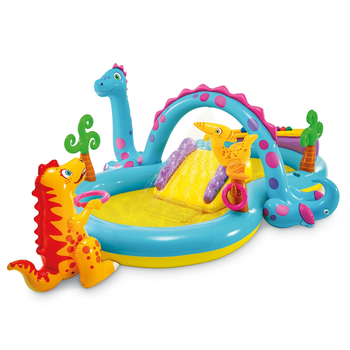Intex 96" x 78" x 28" Inflatable Jungle Adventure Play Center Spray Kiddie Pool - Backyard Kids Water Slide, Outdoor Blow-Up Splash Pad for Toddlers