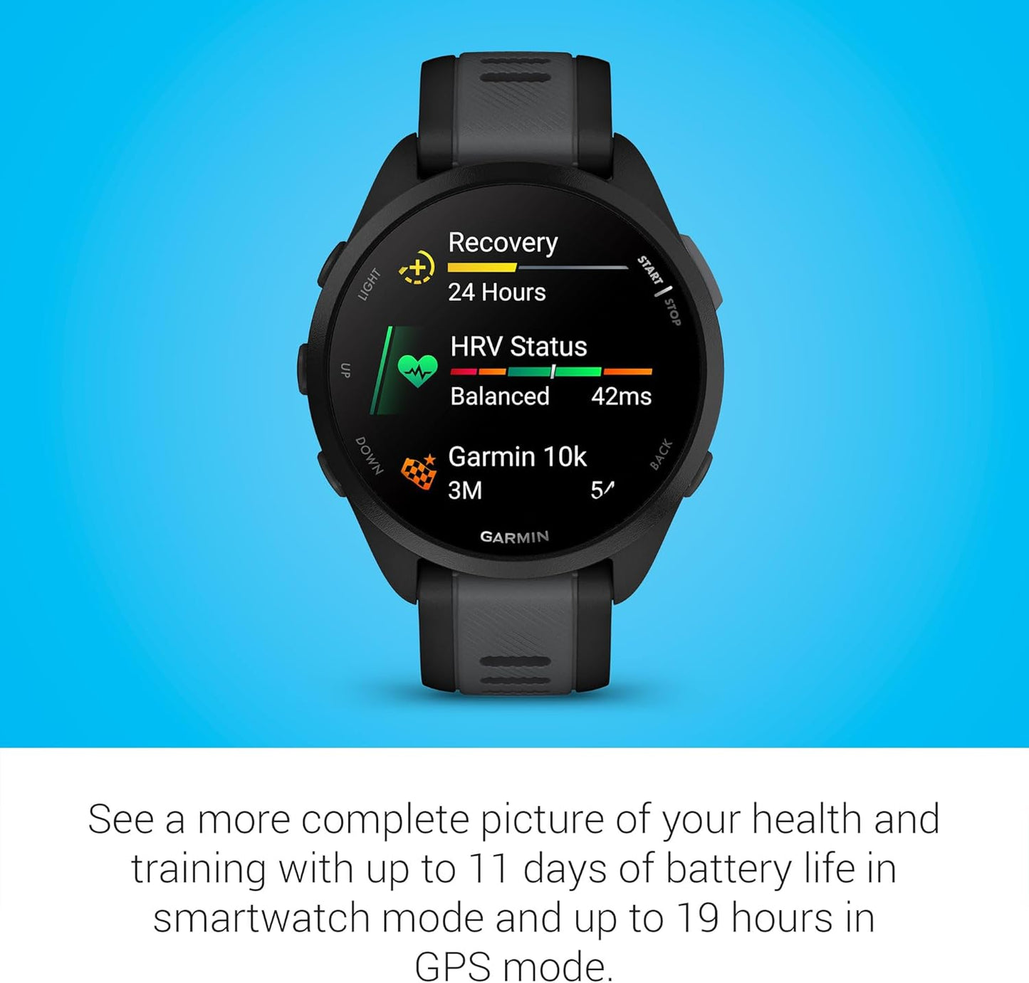 Garmin Forerunner® 165, Running Smartwatch, Colorful AMOLED Display, Training Metrics and Recovery Insights, Black