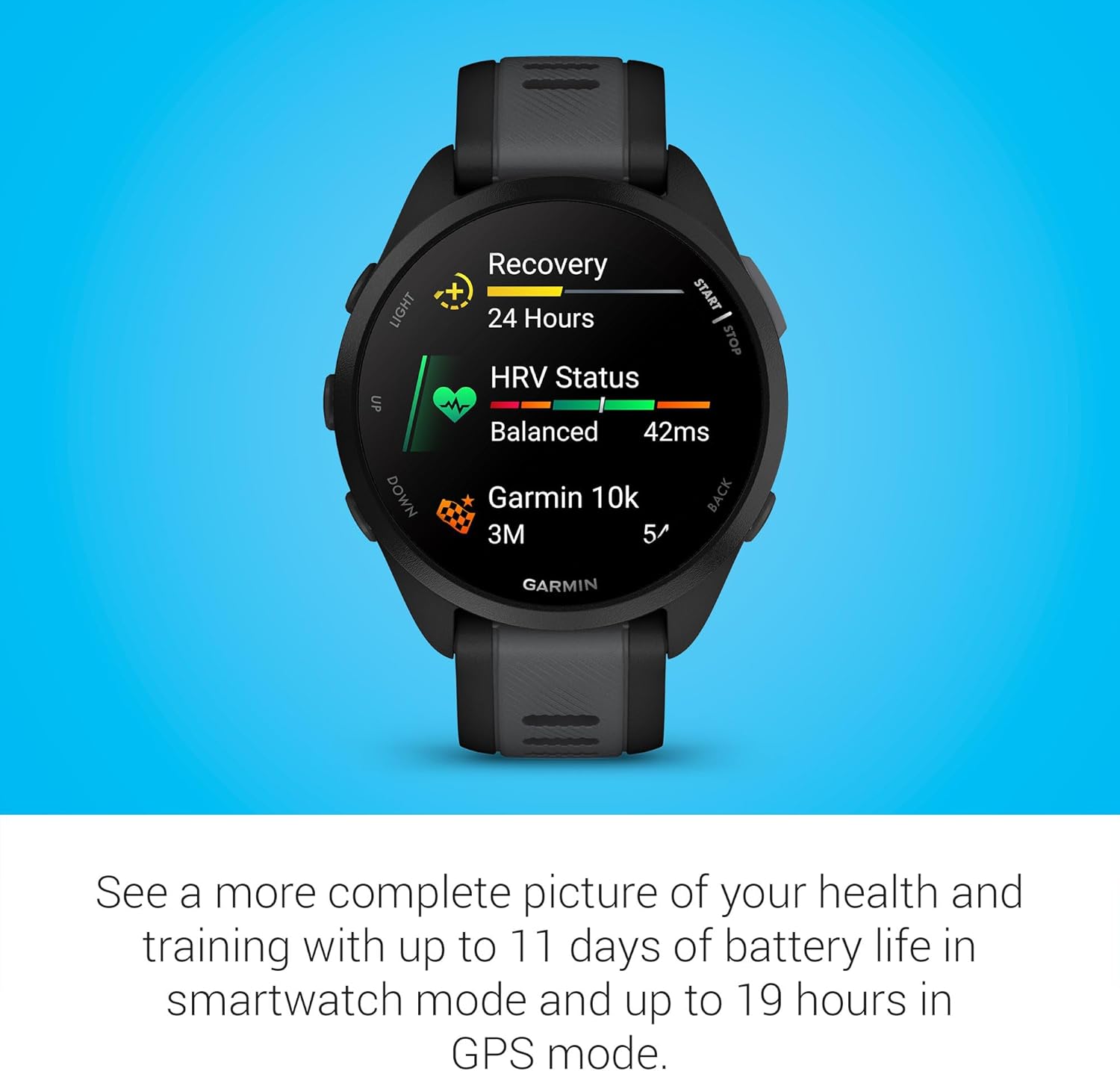 Garmin Forerunner® 165, Running Smartwatch, Colorful AMOLED Display, Training Metrics and Recovery Insights, Black