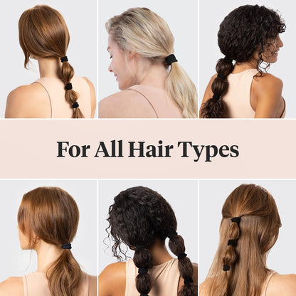 Kitsch Schwarze Haargummis ohne Haarschäden – Starke, dehnbare Haarbänder | Weiche Nylon-Pferdeschwanzhalter, ziepen nicht, ideal für Hochsteckfrisuren und Zöpfe | Ideale Geschenke für Frauen – Schwarz, 20 Stück