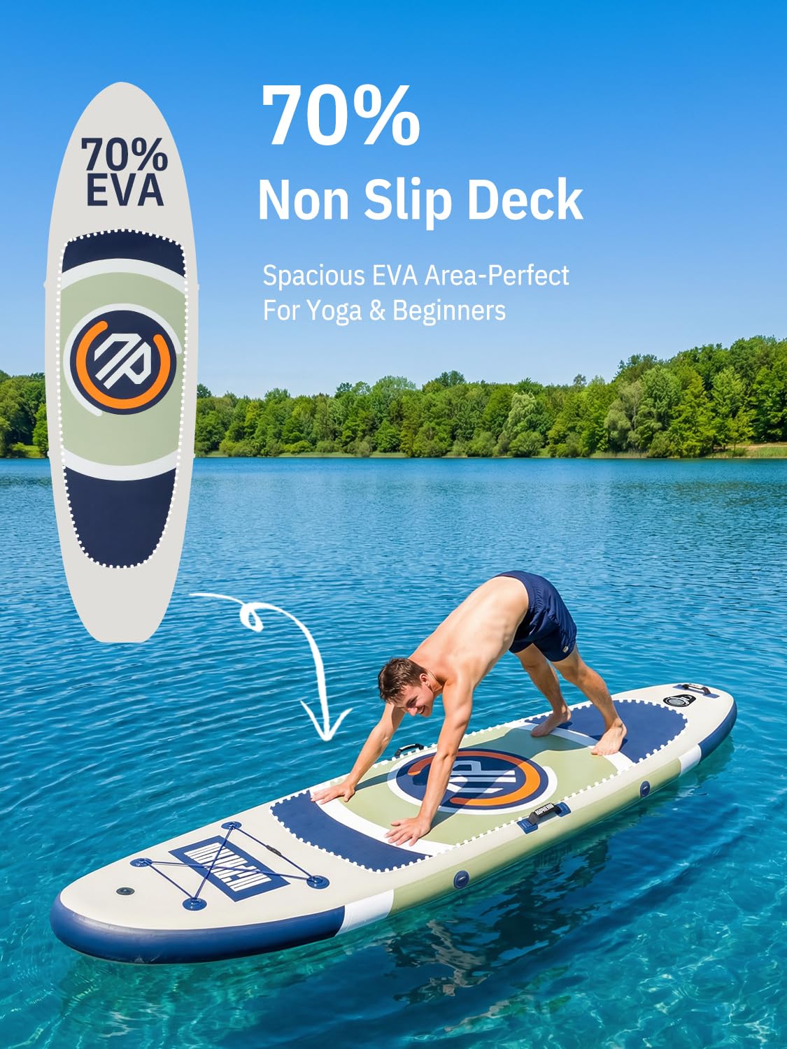 Niphean（Ultra-Light） Inflatable Paddle Board with StabilTrac Fin and Durable SUP Accessories, 10' Stand Up Paddle Boards for Adults & Youth, Versatile Yoga Paddle Board, Gift Ideas