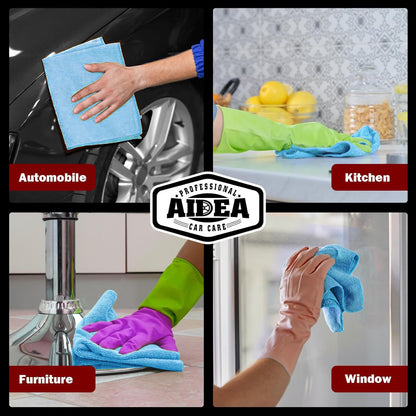 AIDEA Microfiber Cleaning Cloths-50PK, Microfiber Towels for Cars, Premium All-Purpose Car Cloth, Dusting Cleaning Rags, Absorbent Towels for SUVs, House, Kitchen, Window, Gift-12×12"