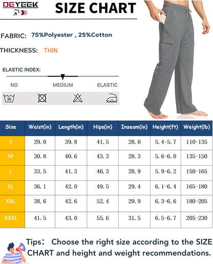 Deyeek Herren Cargo Jogginghose Open Bottom Baggy Leichte Cargo Sweatpants für Männer Locker sitzende Freizeithose mit Taschen