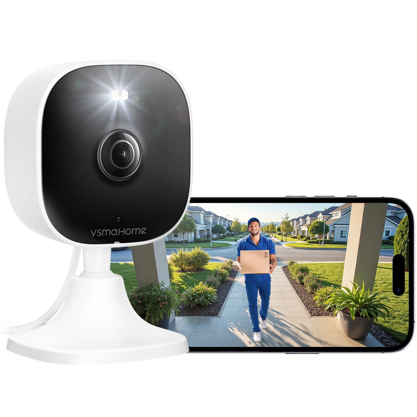 4MP Indoor Cameras for Home Security Outdoor, Home Security Camera System, 2.4g/5g Camera for House/Elder/Dog/Pet/Baby, Plug and Play, Support Card/Cloud (Not Included), 9.84ft Wire, 2PCS