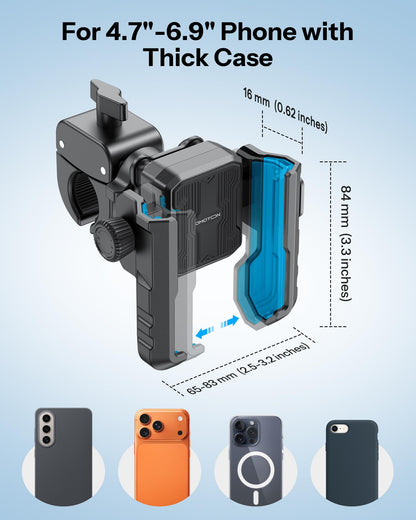 OMOTON BK01 Anti-Vibration Phone Mount, Quick Lock Shockproof Bike & Motorcycle Cell Phone Holder, Fits iPhone & Android for Riders on E-Bike, Stroller, Scooter, Fits Handlebars & Rearview Mirror