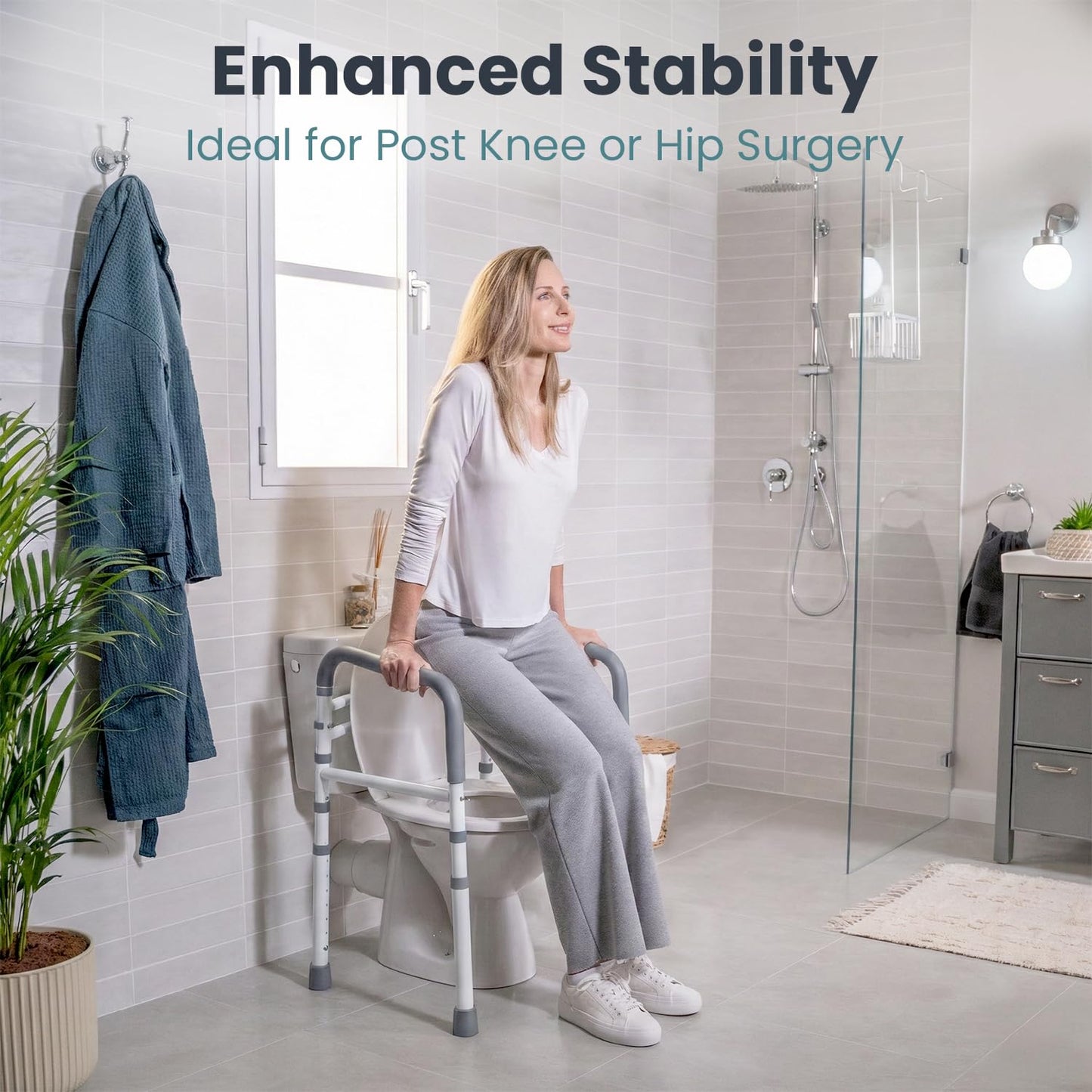 PELEGON Toilet Safety Rails (350 lb) - Adjustable Toilet Safety Frame & Rails, Toilet Safety Rail for Elderly Adults, Toilet Handles for Seniors, Toilet Bars for Elderly & Handicap