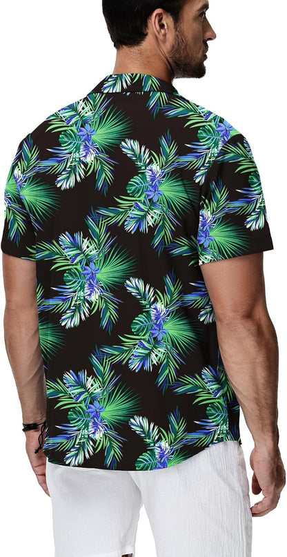 HMIYA Herren Hawaiihemden Kurzarm Button-Up Hemd Herren S-3XL