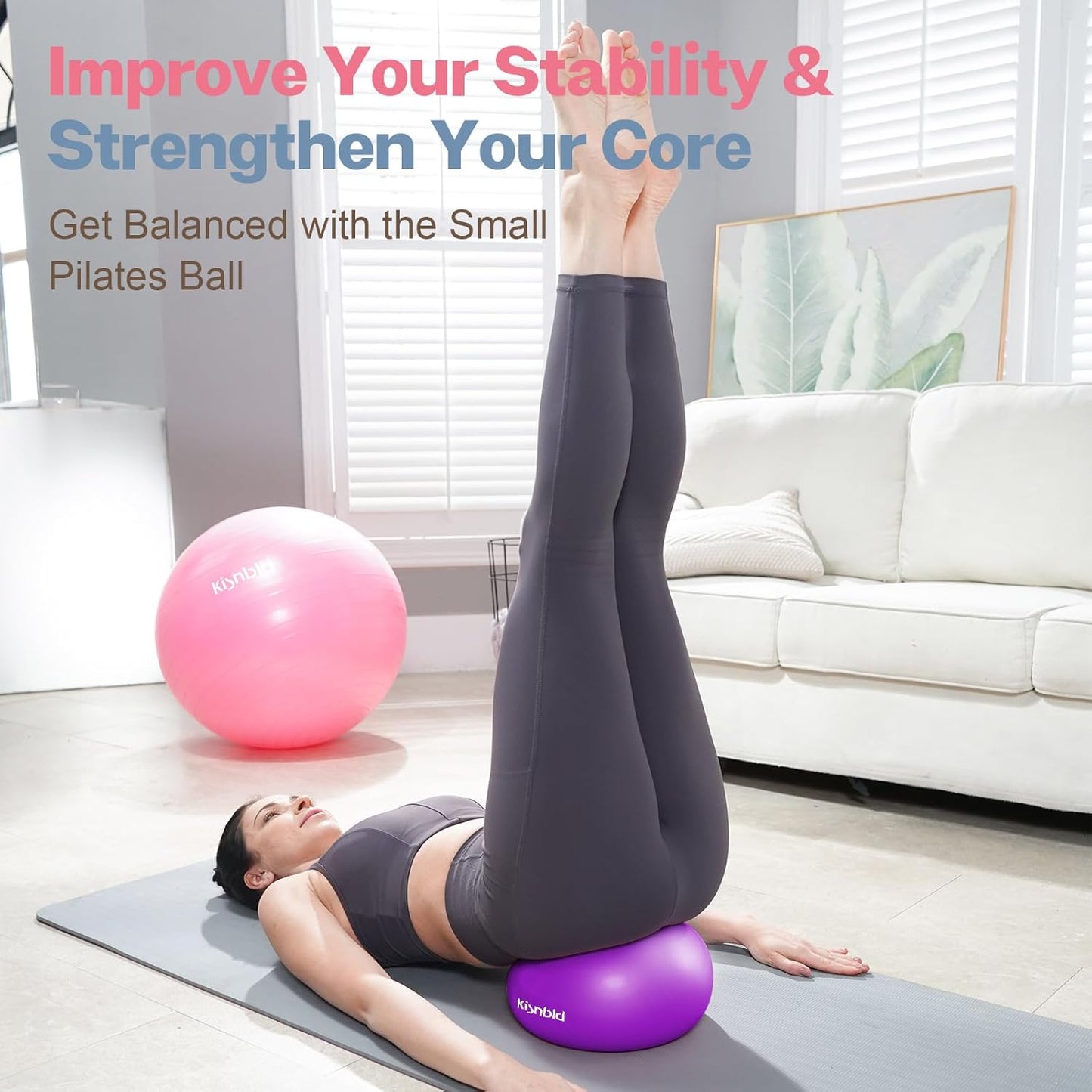 kisnbld Kleiner Gymnastikball, 9 Zoll Mini Pilates Ball, Anti-Burst und Rutschfester Mini Yoga Ball für Stabilität, Fitness, Physiotherapie, Dehnung und Rumpfkrafttraining zu Hause, im Fitnessstudio und Büro