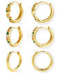 Inerney 14K Gold Plated Huggie Hoop Earrings for Women, Small Sterling Silver Earring Set Hypoallergenic Cartilage Helix Stacks, Mini Dainty Cute Trendy Birthstone Jewelry Gift for Multiple Piercings