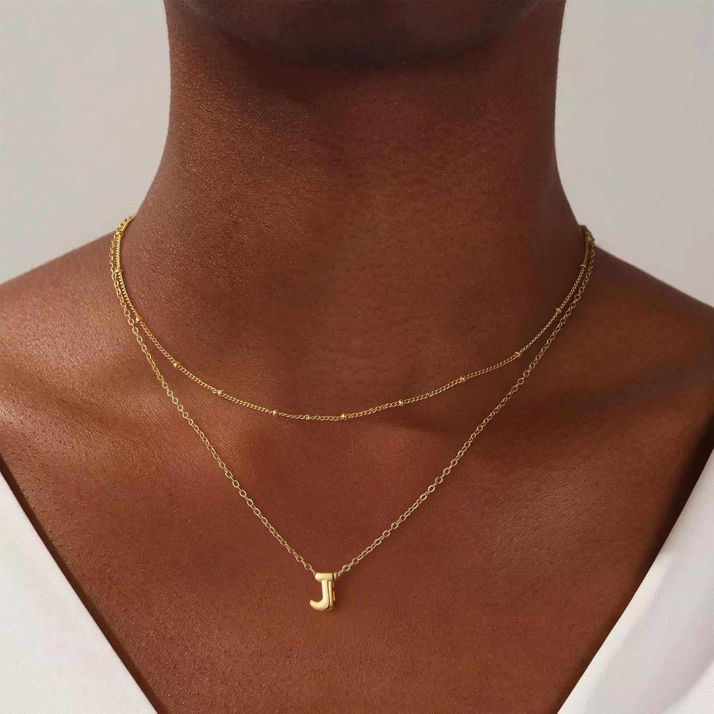 Thaivor Osterkorb-Füller – Initialen-Halsketten für Frauen, 14K vergoldete Bubble Letter Halskette, geschichtete zierliche süße Choker-Anhänger, Stapel-Schmuck, Mode-Accessoires, Teenager-Trendgeschenk