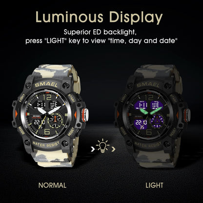 Herren Digitaluhr, Sportuhren für Männer Outdoor Militär Digital Analog Stoppuhr Wasserdicht Multifunktionale Armbanduhr