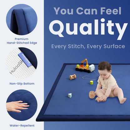 Huloo Sleep Ultra Soft Baby Spielmatte für den Boden, 3,3 cm dicke Elasti-Foam 127x127 cm Laufgittermatte für Kleinkinder, rutschfeste Rückseite, sicher zum Krabbeln und für die Bauchlage, Tatami-Stil (Dunkelgrau)