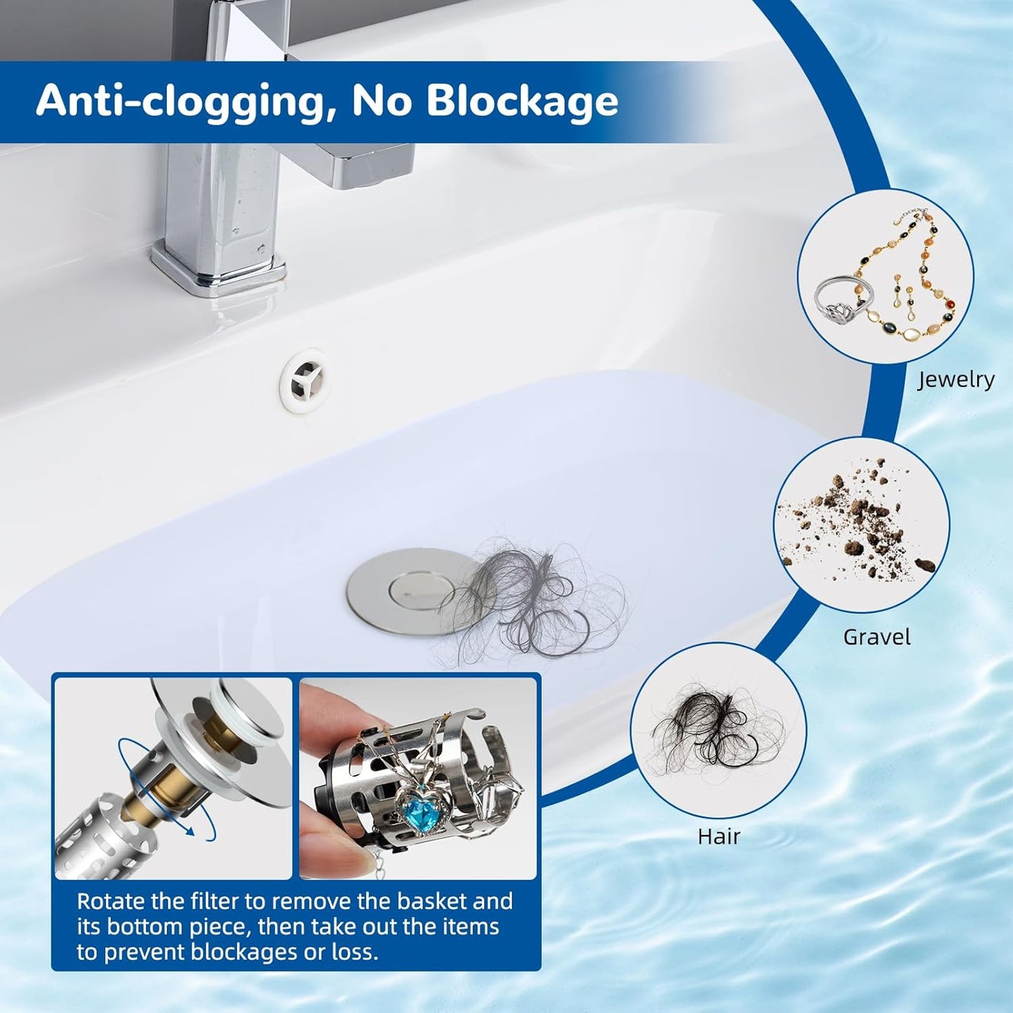 Hibbent Upgraded 3 in 1 Bathroom Sink Drain Strainer