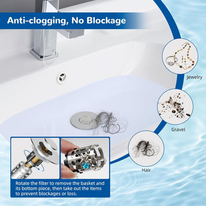 Hibbent Upgraded 3 in 1 Bathroom Sink Drain Strainer
