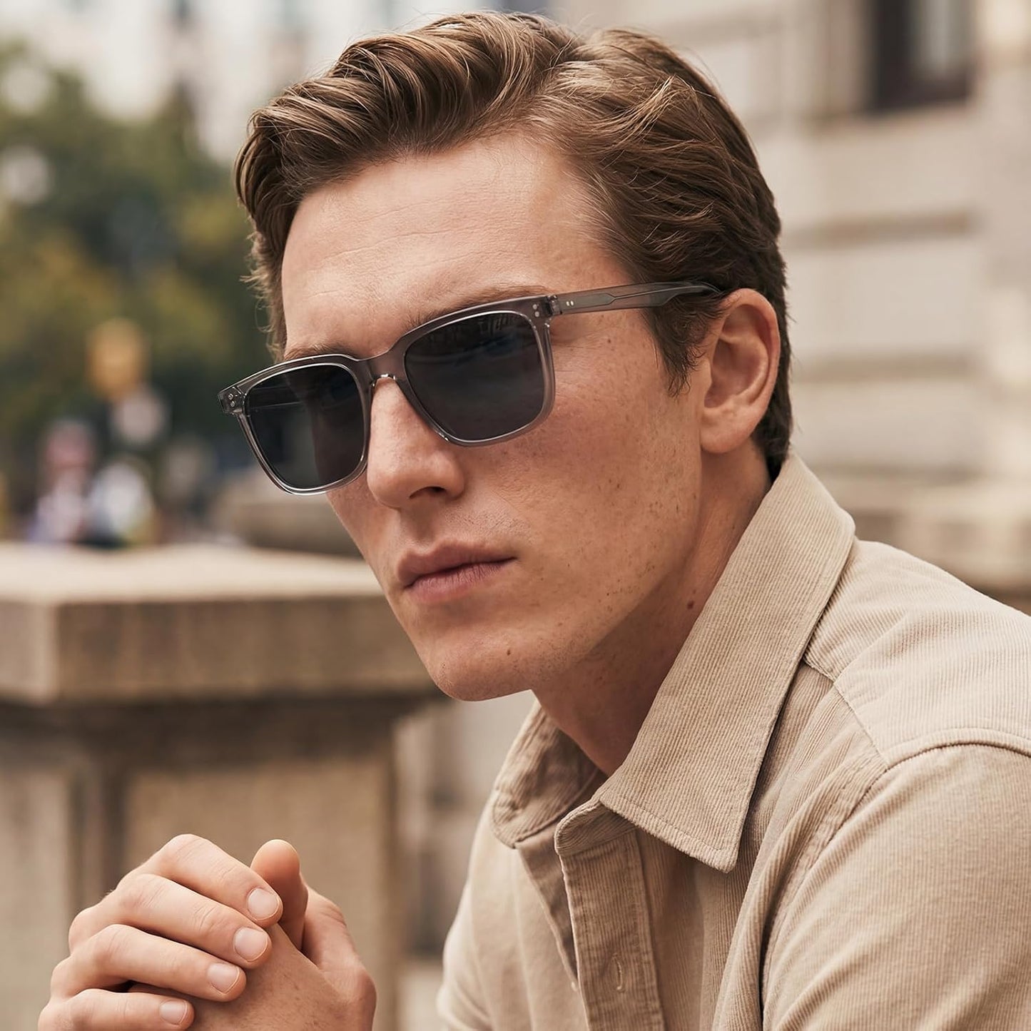 CARFIA Square Polarized Sunglasses for Men