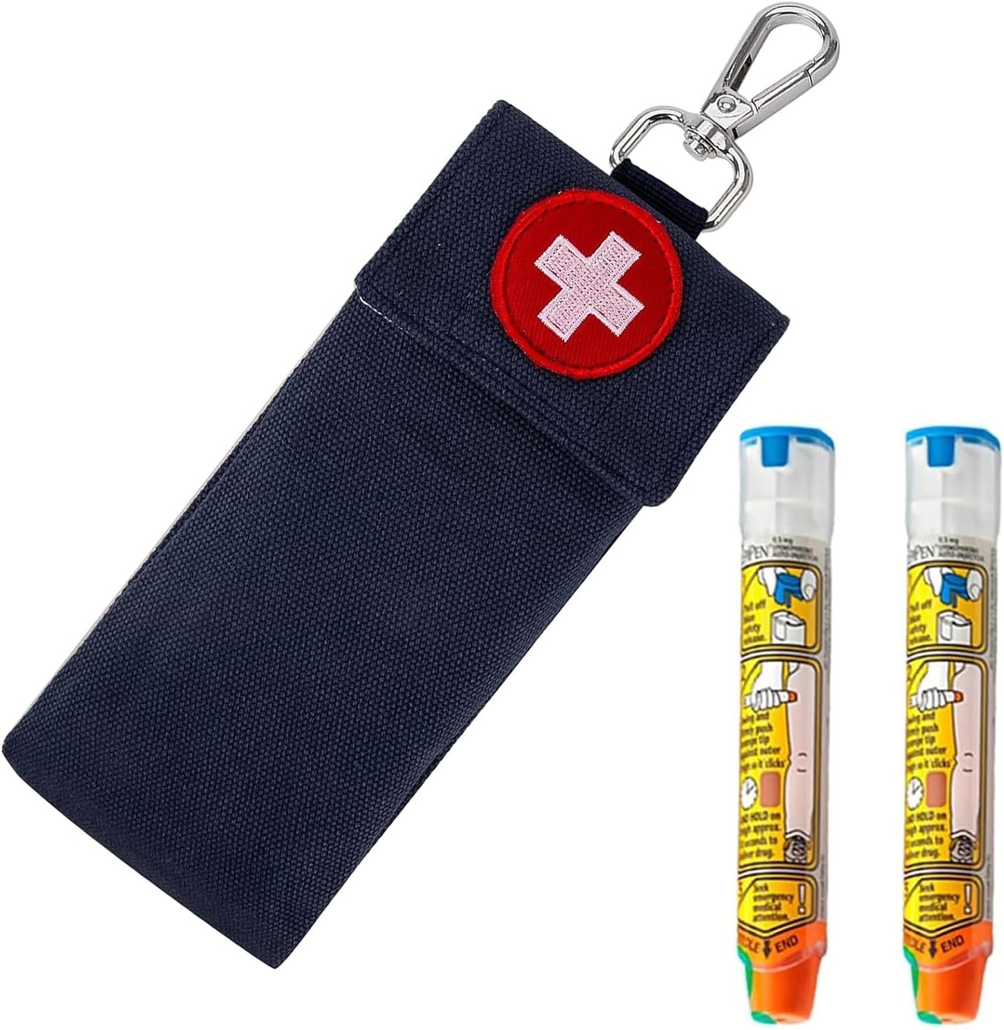 1 Pack Epi Pens Carrying Case, Epipen Carry Case Holds 2 EpiPens Allergy Medicine Essentials, Epi Pen Case Holder, Epi Pen Case for Kids, EpiPen Carrier with Clip, Epipen Holder Pouch for Diabets