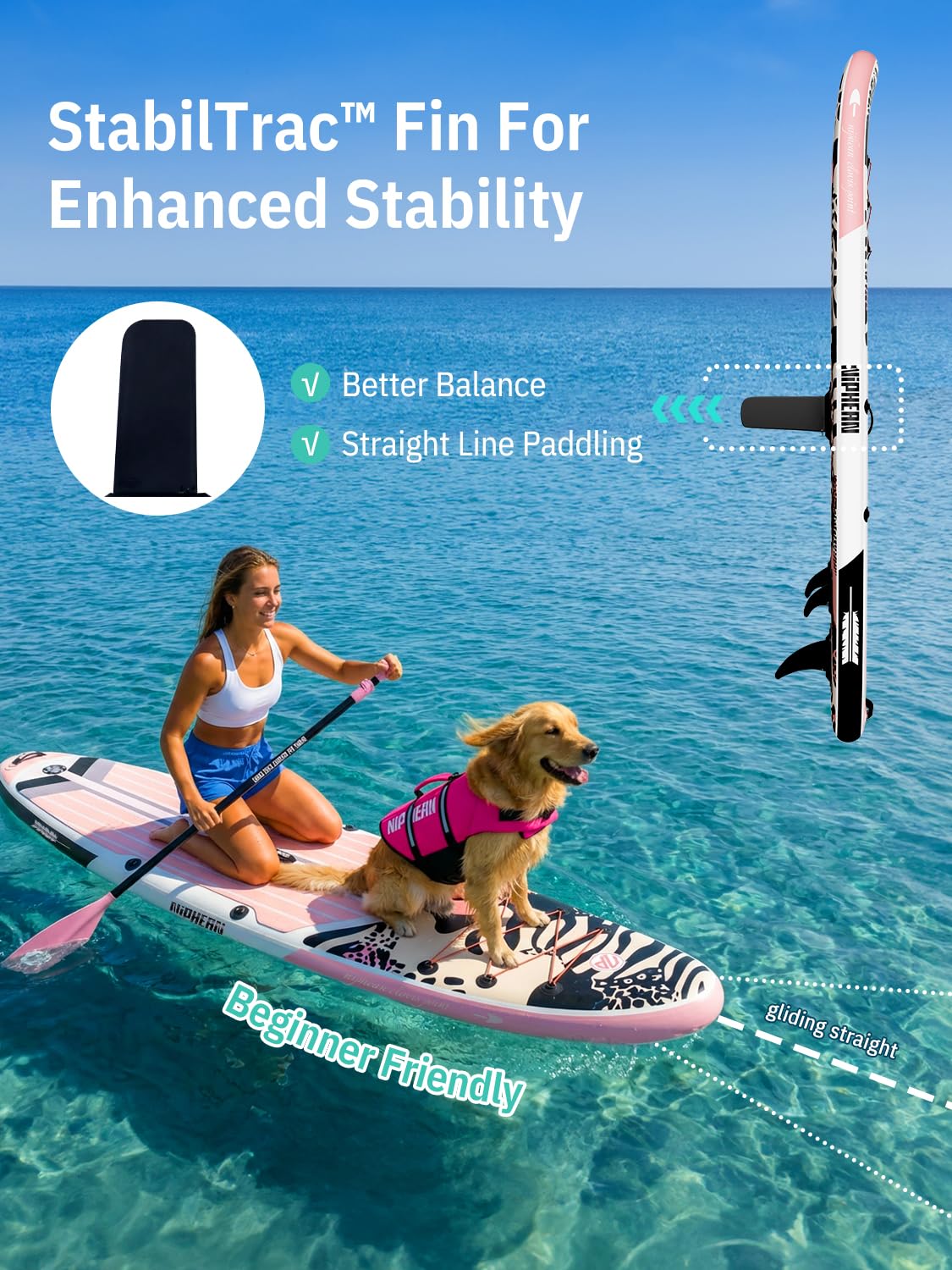 Niphean Inflatable Stand Up Paddle Board with SUP Accessories, Anti-Slip EVA Deck, 10’6’’ Inflatable Paddle Boards for Adults & Youth of All Skill Levels