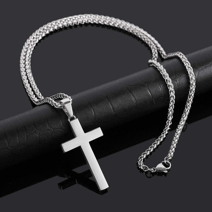 P. Blake Edelstahl Kreuz Anhänger Halskette für Männer Jungen, Christliches Kreuz Anhänger mit 61 cm Kette
