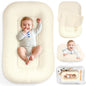Baby Lounger & Nest for Newborn 0-24 Months, Baby Nest Supervised Breathable Cotton for Newborn, Newborn Essentials Gifts, Breathable Portable Infant Lounnger for Travel and Home(Cream White)