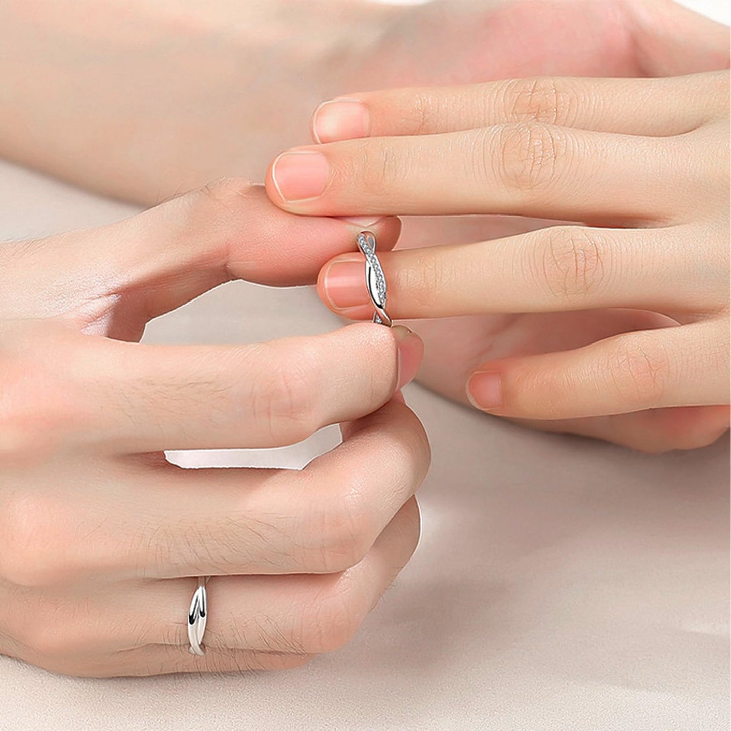 OOOPEL Sterlingsilber Verstellbarer Ring S925 Silberringe für Frauen Zirkonia Twist Liebesknoten Zarter Ring Silber Minimalistischer Offener Fingerring Silber Daumen Sterlingsilberring