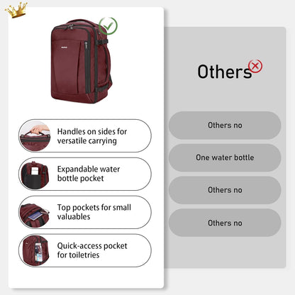 ECOHUB 16'' Reise-Rucksack Handgepäck Unterseat-Rucksack Persönlicher Gegenstand Flugzeug-Reisetasche mit 13 Taschen Handgepäck Flaschenhalter USB-Ladeanschluss Casual Daypack für Frauen Männer Schwarz