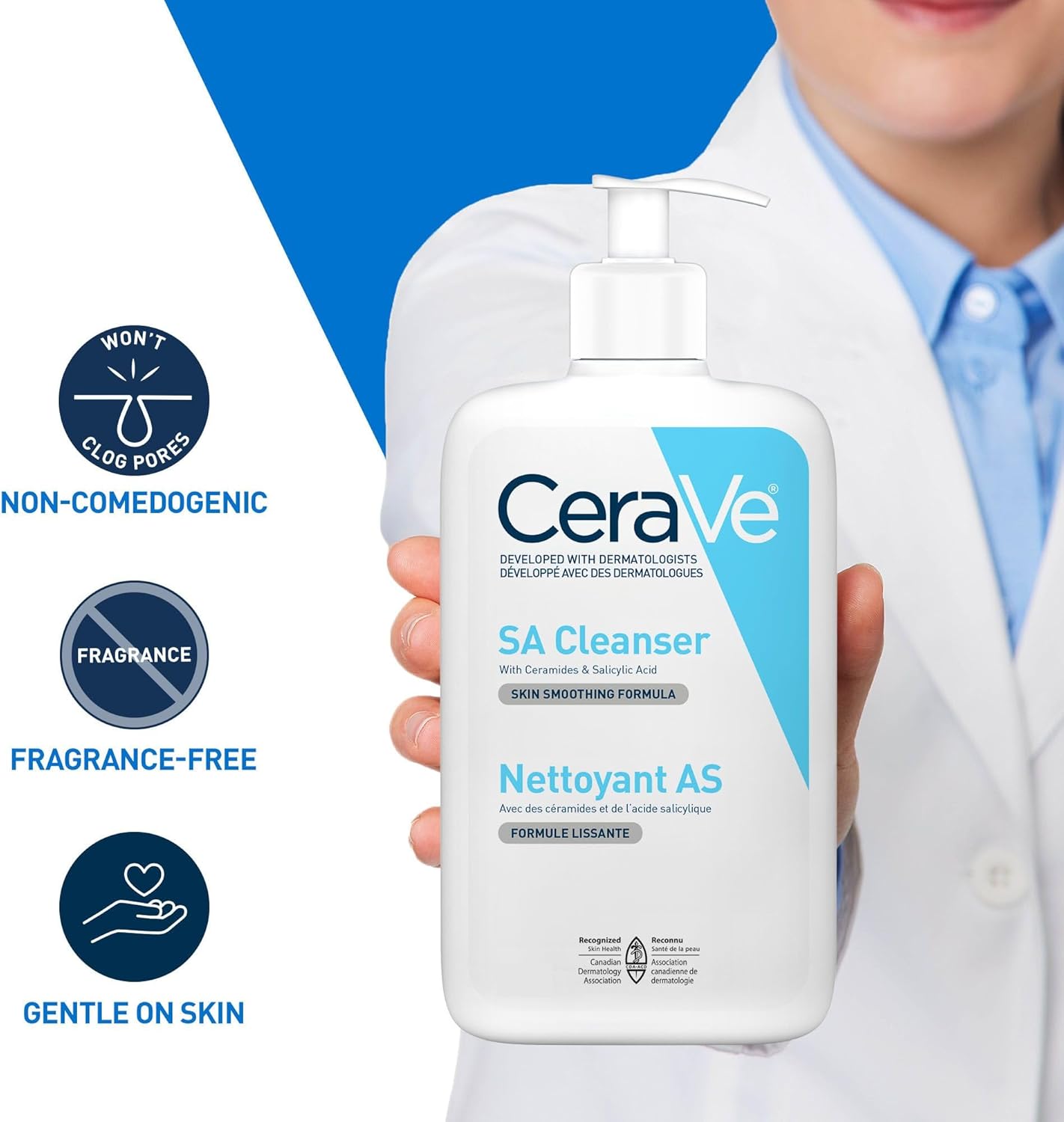 CeraVe Salicylic Acid Reinigung, Erneuerndes Peeling-Gesichtswaschmittel mit Vitamin D für normale Haut, parfümfrei, von CeraVe verifiziert, 473 ml