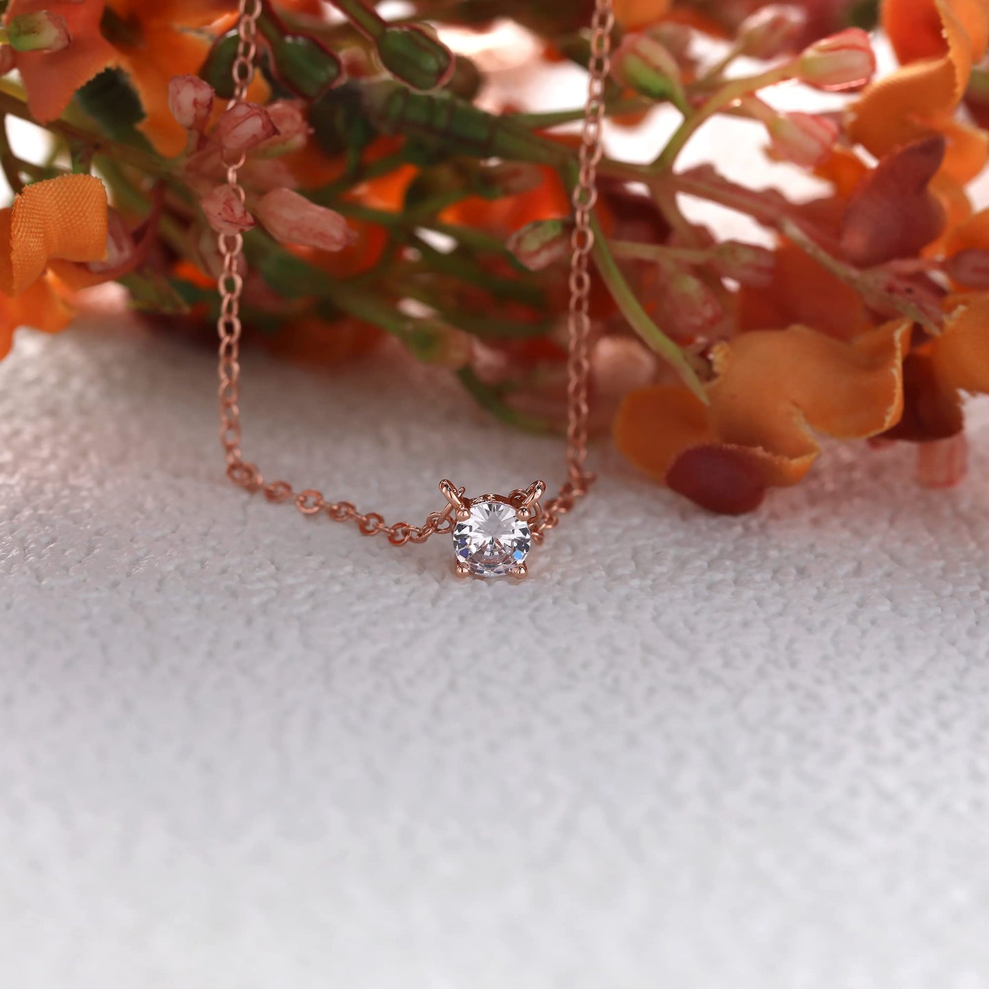Tewiky Dainty 14k Gold Plated/Silver Cubic Zirconia Necklaces for Women, Simple CZ Jewelry Necklaces Trendy Gifts