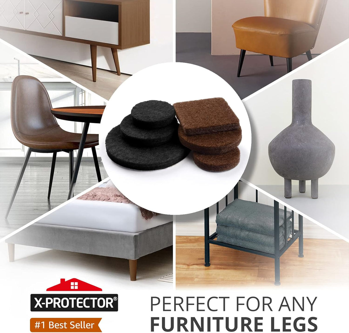 Felt Pads X-PROTECTOR - Giant 235 Pack Premium Furniture Pads. Huge Quantity Felt Furniture Pads Wood Floor Protectors for Furniture Feet – Best Hardwood Floor Protectors. Protect Your Wood Floors!