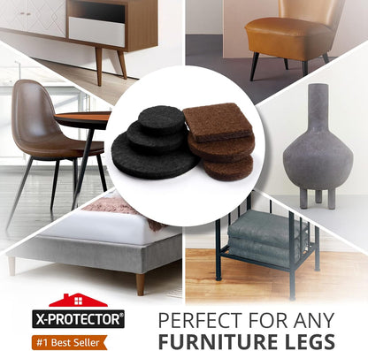 Felt Pads X-PROTECTOR - Giant 235 Pack Premium Furniture Pads. Huge Quantity Felt Furniture Pads Wood Floor Protectors for Furniture Feet – Best Hardwood Floor Protectors. Protect Your Wood Floors!