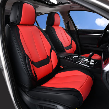 Coverado Car Seat Covers 5 Pieces, Full Set Universal Seat Covers for Cars, Waterproof Nappa Leather Auto Seat Protectors with Head Pillow, Car Interiors Fit for Most Sedans SUV Pick-up Truck, Black