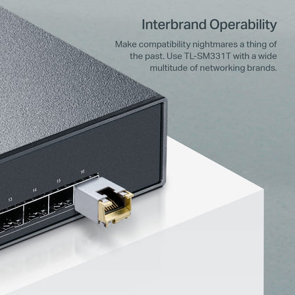 TP-Link Omada SM331T | 1000Base-T RJ45 SFP Module | 1.25G Copper SFP Transceiver| SFP to Ethernet | Plug and Play | Hot Pluggable| Up to 100m Distance | Durable Metal Casing | Versatile Compatibility