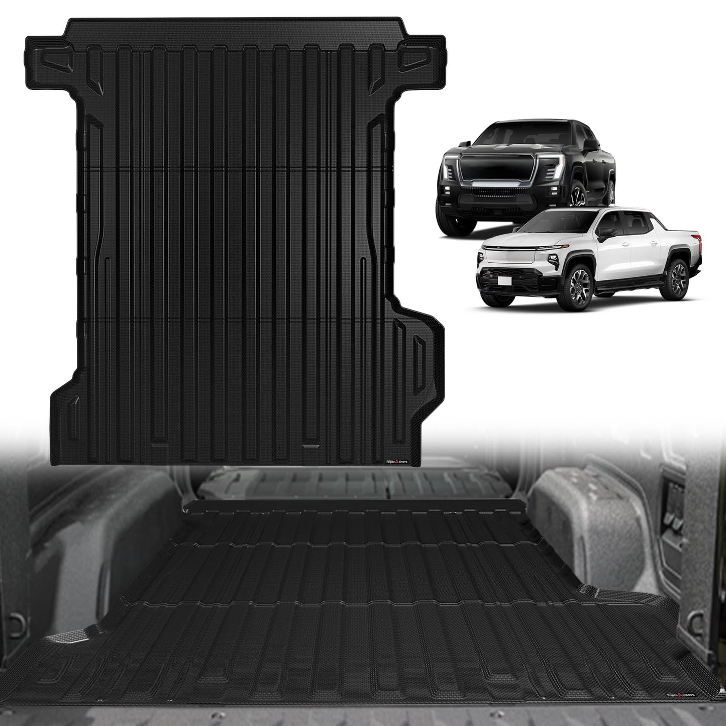TripleAliners Truck Mat Compatible with 2019-2026 Chevy Silverado 1500 / GMC Sierra 1500 6.6FT Accessories, Truck Bed Mat Heavy Duty Custom Fit All Weather Protection TPE Pickup Liner, Standard Bed