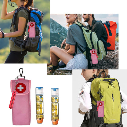 Insulated EpiPen Carry Case Holds 2 EpiPen Injection Pens Insulated EpiPen Storage Case EpiPen Travel Medication Pouch (Pink)