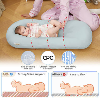 Lucakuins Baby Lounger, Bionic Design Baby Lounger for Newborn 0-24 Months, Soft Organic Cotton Breathable Lounger for Infants (Lovely Green)